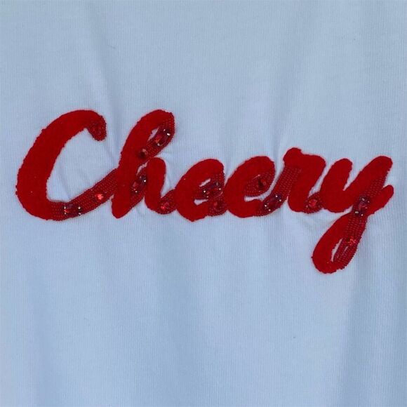 Lilly Pulitzer Women's XL Ivory Beaded Cheery Graphic Pullover Sweatshirt - Picture 5 of 10